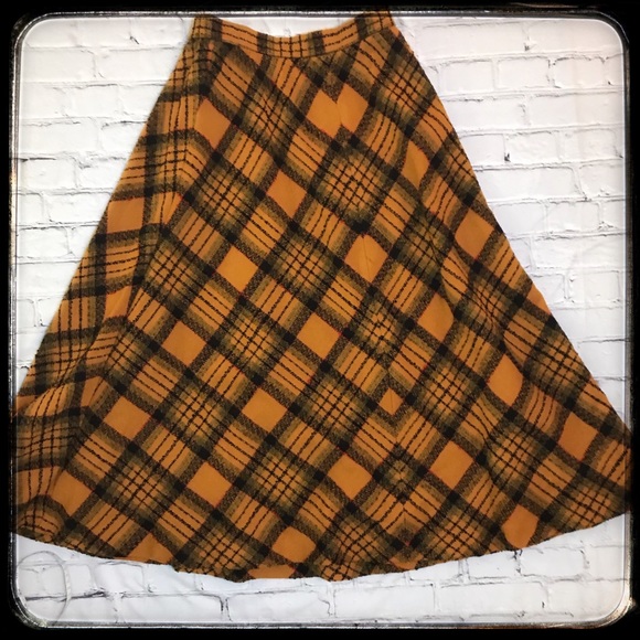Dresses & Skirts - 1980s Vintage Wool Plaid Maxi A Line Skirt